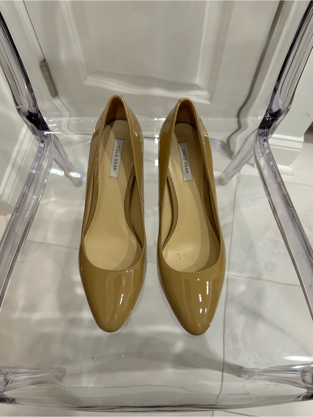 Cole Haan Glossy Camel Patent Leather Pumps
